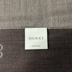 Gucci Shawl Beige Dark Brown GG Pattern Wool Silk Scarf — view 2