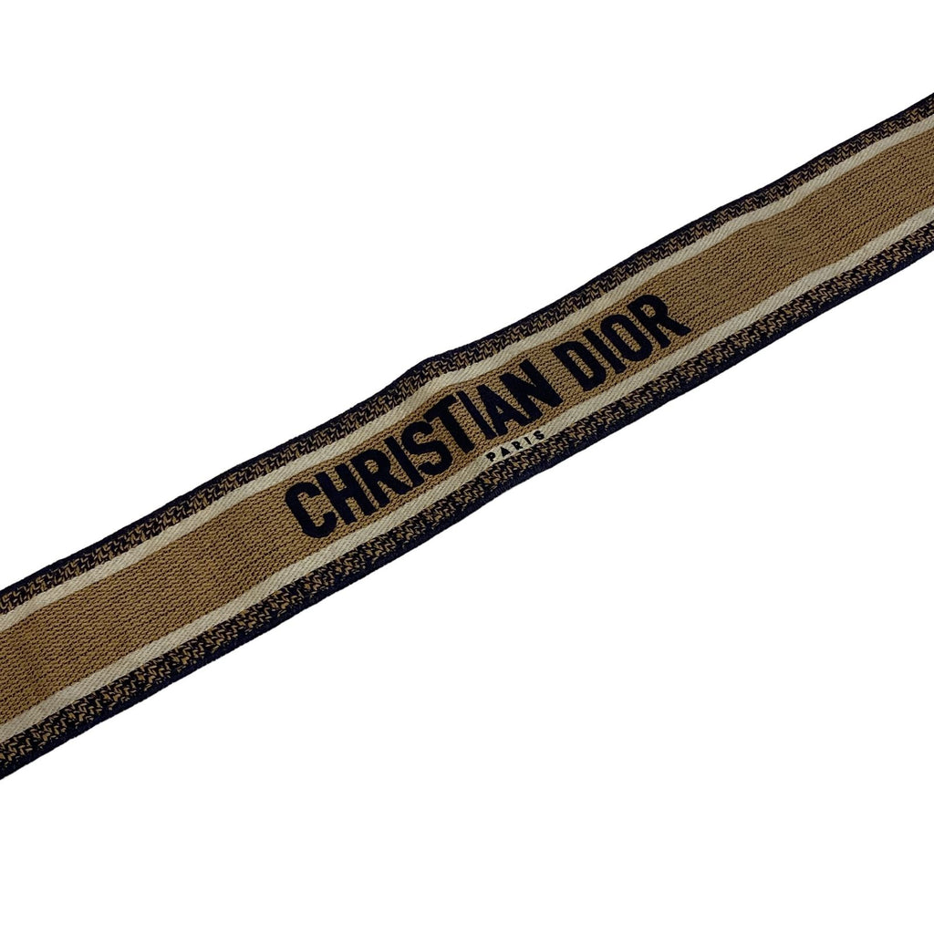 Dior Embroidery Logo Shoulder Strap Canvas Leather Beige Navy Bag Vuitton — view 8