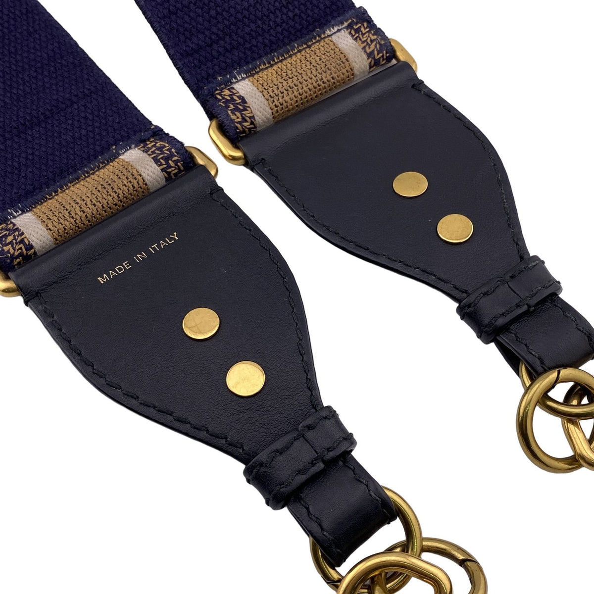 Dior Embroidery Logo Shoulder Strap Canvas Leather Beige Navy Bag Vuitton — view 3