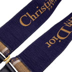 Dior Embroidery Logo Shoulder Strap Canvas Leather Beige Navy Bag Vuitton — view 4