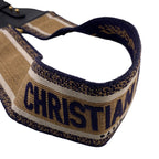 Dior Embroidery Logo Shoulder Strap Canvas Leather Beige Navy Bag Vuitton — view 7