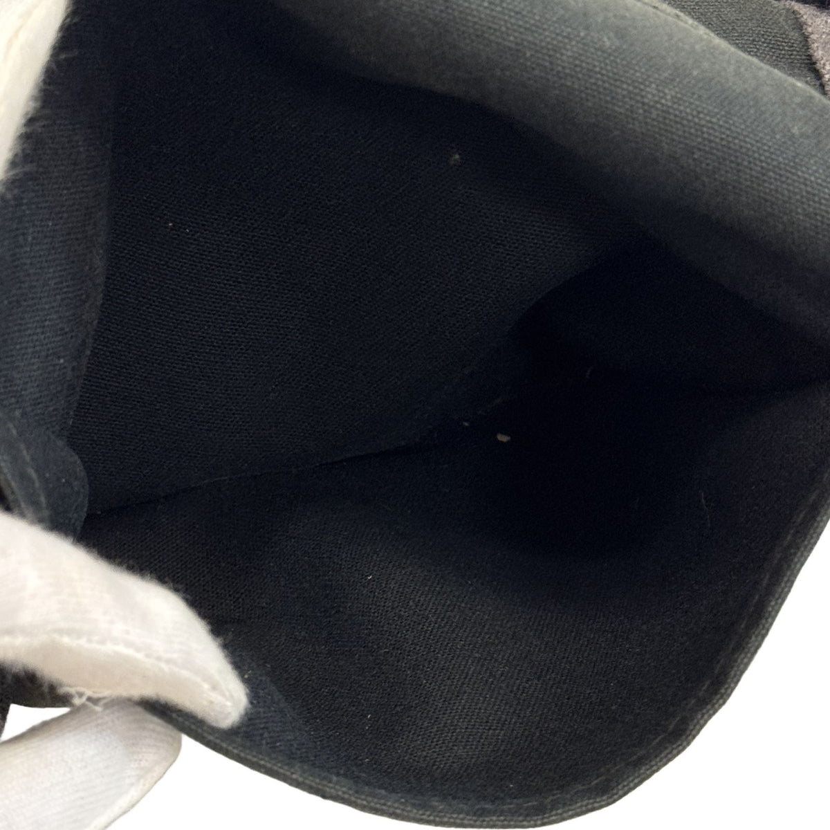 Hermes Fourre Tout Besace MM Shoulder Bag Canvas Black Flap Snap Button Closure — view 7