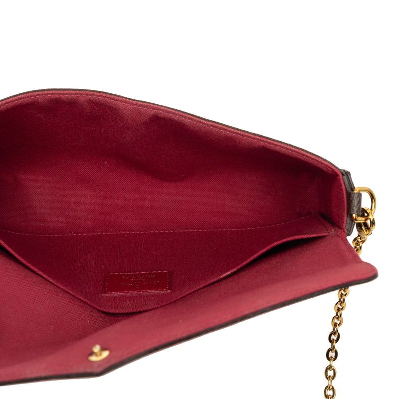 Louis Vuitton Monogram Pochette Felicie Chain Shoulder Bag Brown Fuchsia Leather — view 4