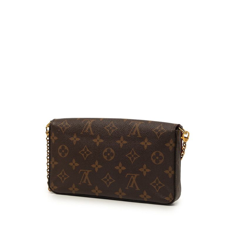 Louis Vuitton Monogram Pochette Felicie Chain Shoulder Bag Brown Fuchsia Leather — view 2