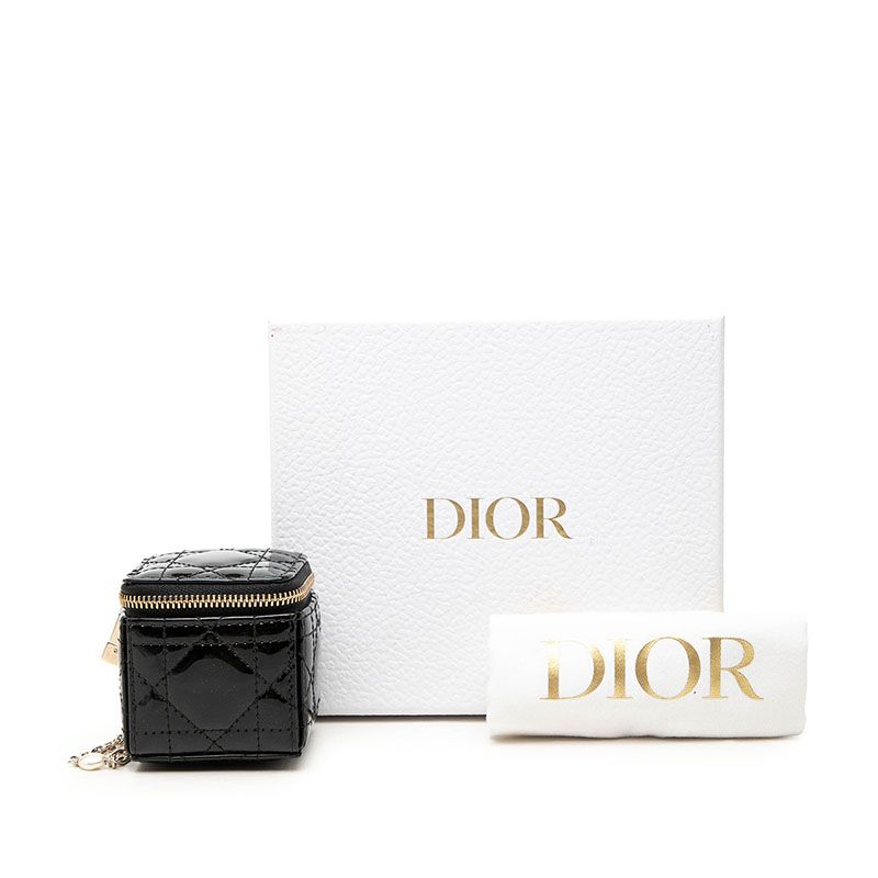 Dior Lady Dior Pouch Case Black Patent Leather — view 7