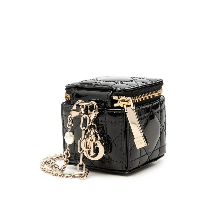 Dior Lady Dior Pouch Case Black Patent Leather — view 2