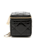 Dior Lady Dior Pouch Case Black Patent Leather