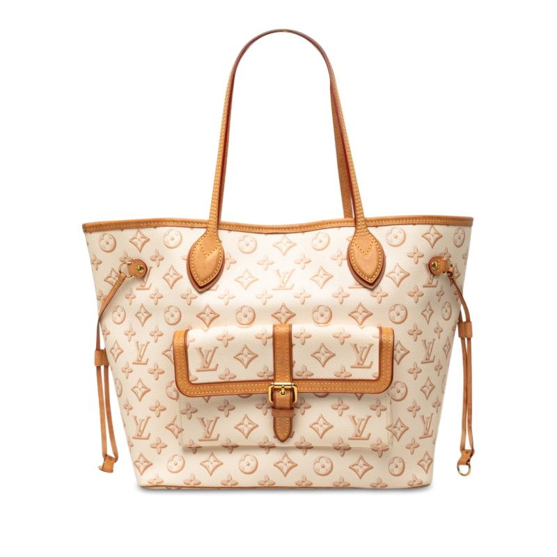 Louis Vuitton Monogram Fall for You Neverfull MM Tote Shoulder Bag Beige Ivory