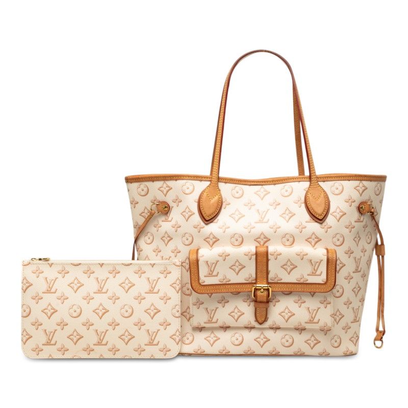 Louis Vuitton Monogram Fall for You Neverfull MM Tote Shoulder Bag Beige Ivory — view 7