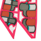 Hermes Twilly Coupe les Coupes Scarf Pink Multicolor Silk — view 4