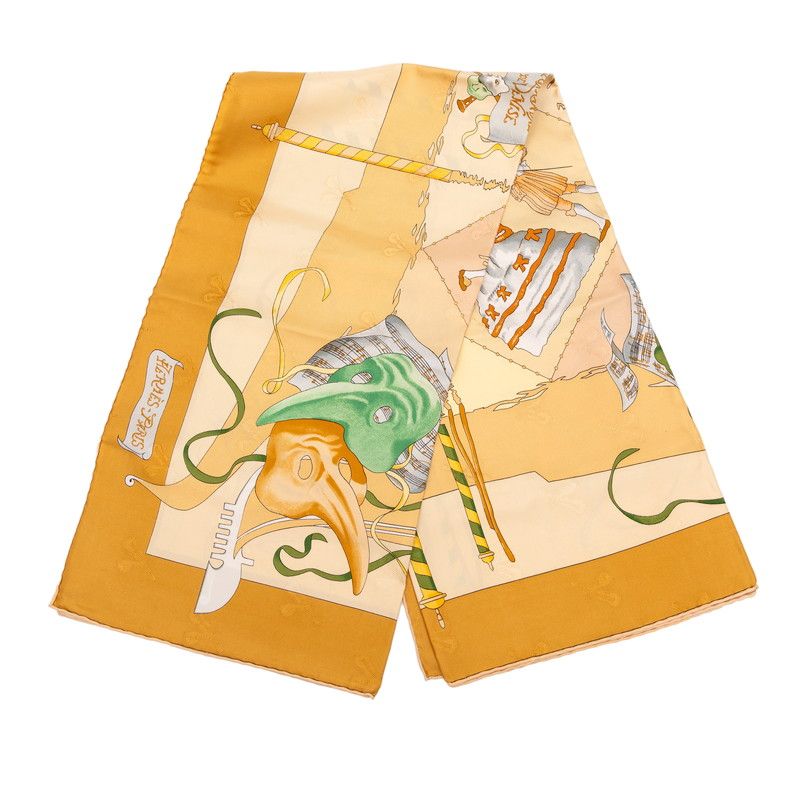 Hermes Carre 90 le Carnaval de Venise Scarf Beige Silk — view 2