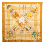 Hermes Carre 90 le Carnaval de Venise Scarf Beige Silk