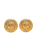 Chanel CC Logo Round Earrings Ear Clips Gold Plated