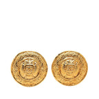 Chanel CC Logo Round Earrings Ear Clips Gold Plated