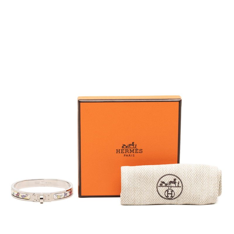 Hermes Mini Clic Kelly PM Letter Motif Bracelet Bangle Silver Multicolor Metal — view 6