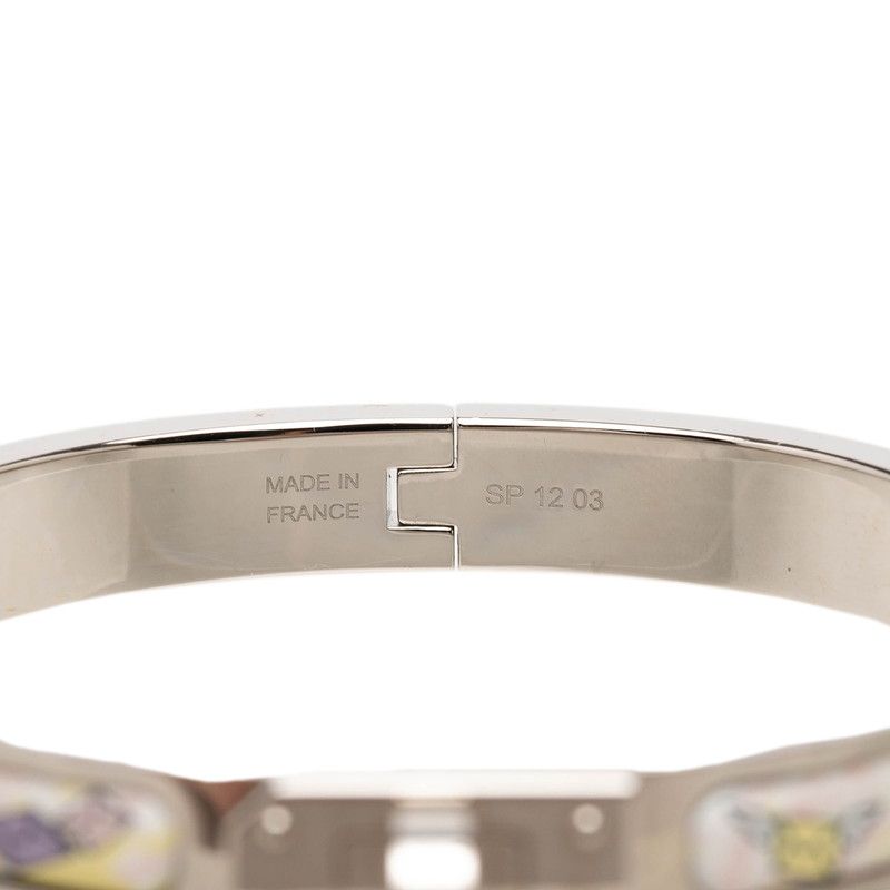 Hermes Mini Clic Kelly PM Letter Motif Bracelet Bangle Silver Multicolor Metal — view 5