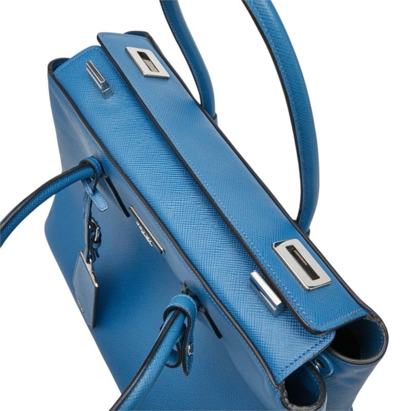 Prada Tote Bag Blue Saffiano Leather — view 8