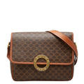 Celine Macadam Crossbody Shoulder Bag Brown Leather
