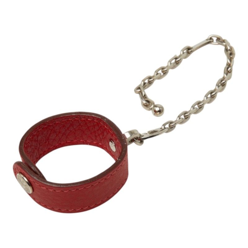 Hermes Glove Holder Bag Charm Red Silver Leather