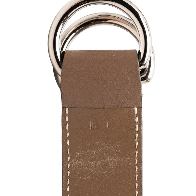 Hermes Romance Scarf Ring Belt Ring Brown Etoupe Leather Metal — view 3