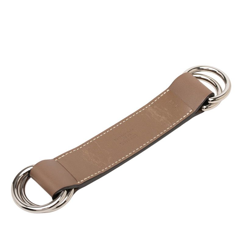 Hermes Romance Scarf Ring Belt Ring Brown Etoupe Leather Metal — view 2
