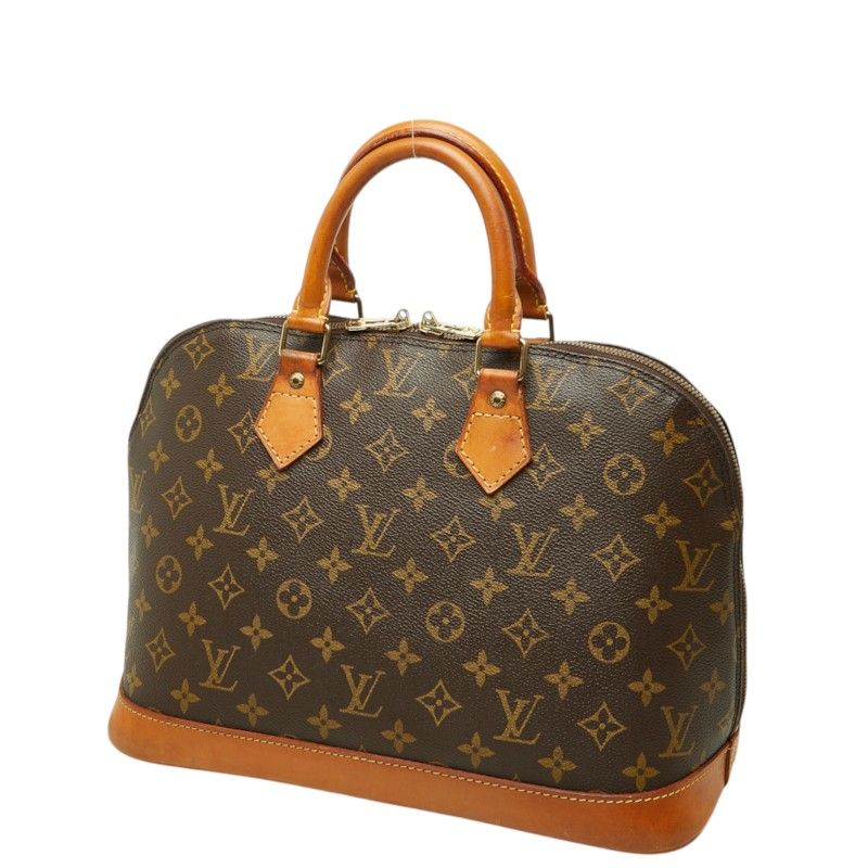 Louis Vuitton Monogram Alma Handbag Handle Brown Leather — view 2