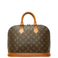 Louis Vuitton Monogram Alma Handbag Handle Brown Leather