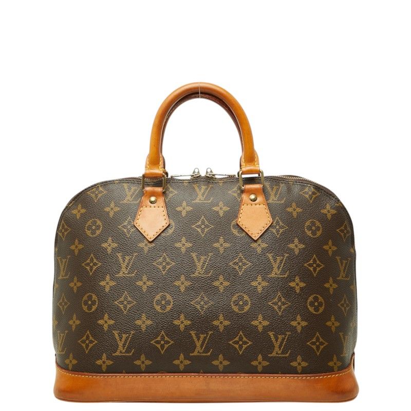 Louis Vuitton Monogram Alma Handbag Handle Brown Leather
