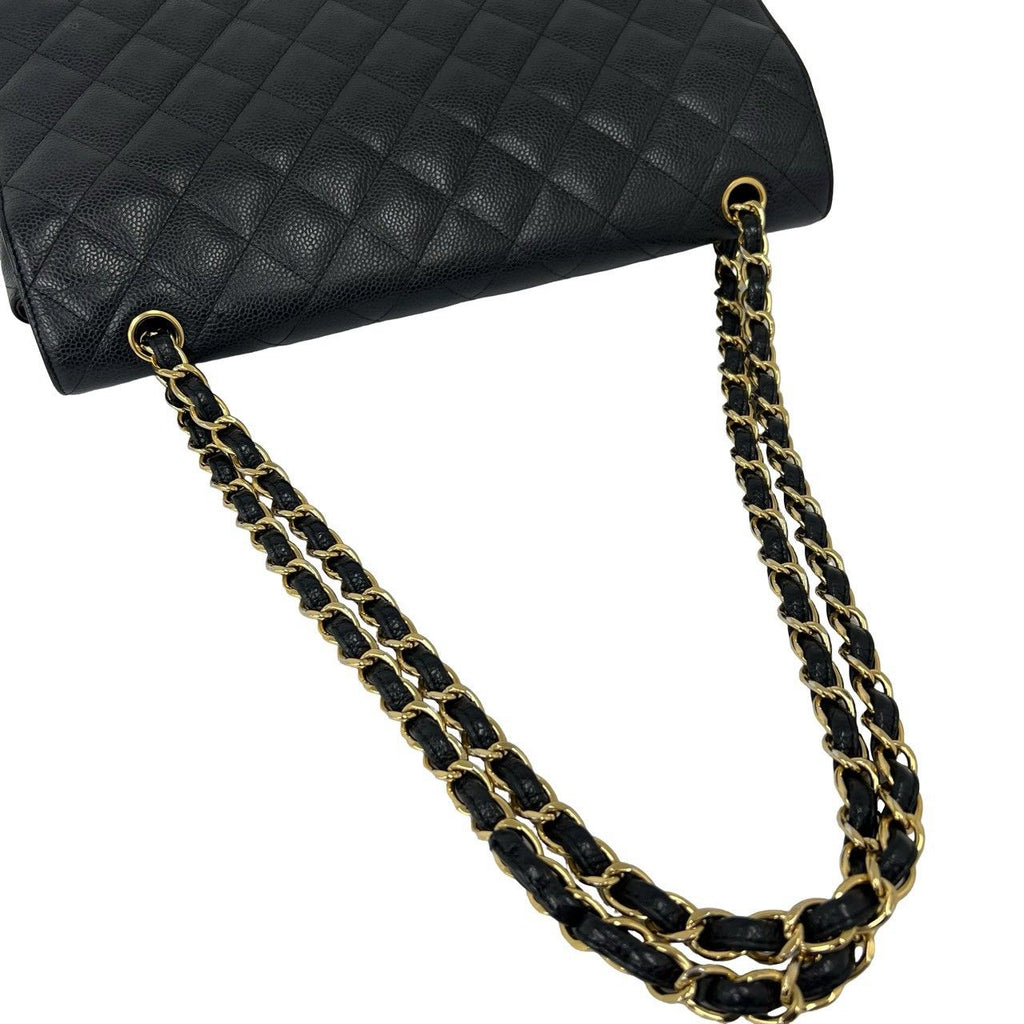 Chanel Quilted CC Logo Caviar Leather 2-Way Shoulder Bag Black — view 4