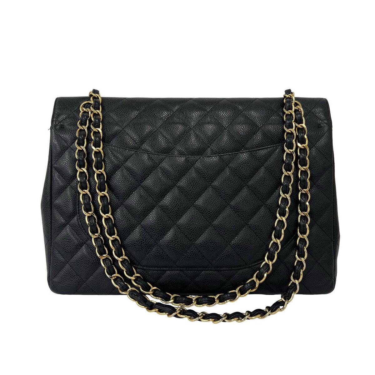 Chanel Quilted CC Logo Caviar Leather 2-Way Shoulder Bag Black — view 3