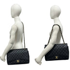 Chanel Quilted CC Logo Caviar Leather 2-Way Shoulder Bag Black — view 2