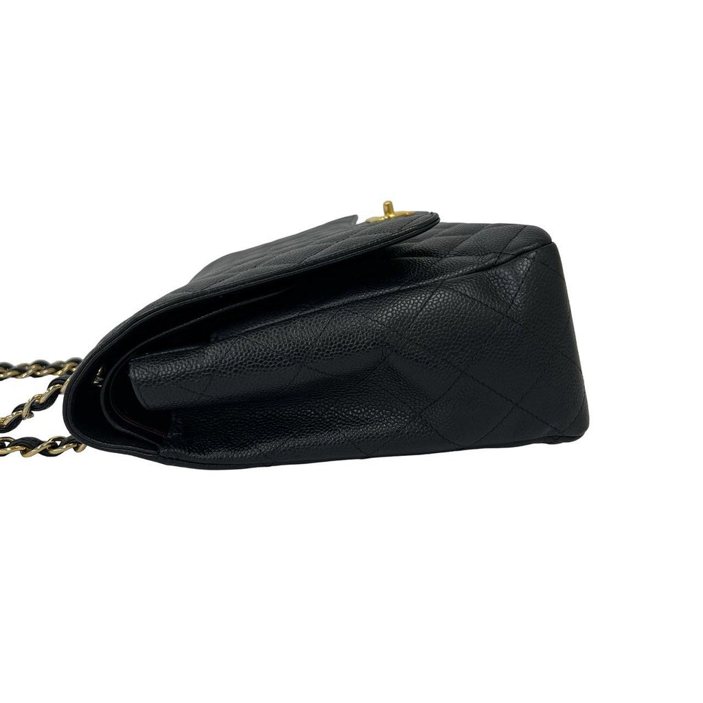 Chanel Quilted CC Logo Caviar Leather 2-Way Shoulder Bag Black — view 5