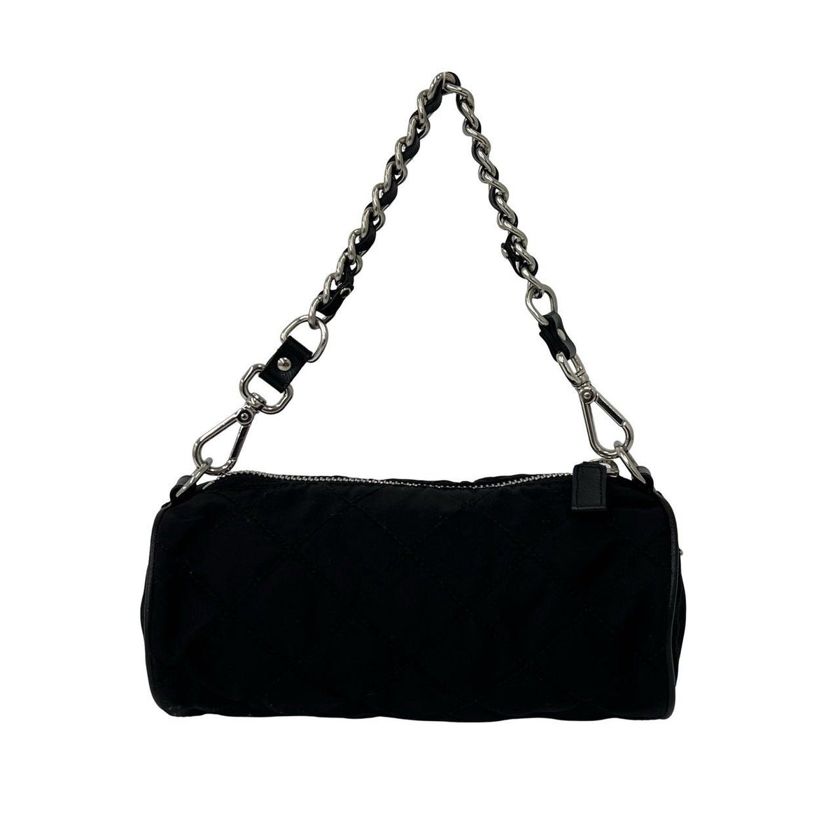 Prada Triangle Logo Quilted Tessuto Nylon Leather Mini Handbag Pouch Black — view 3