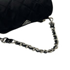 Prada Triangle Logo Quilted Tessuto Nylon Leather Mini Handbag Pouch Black — view 4