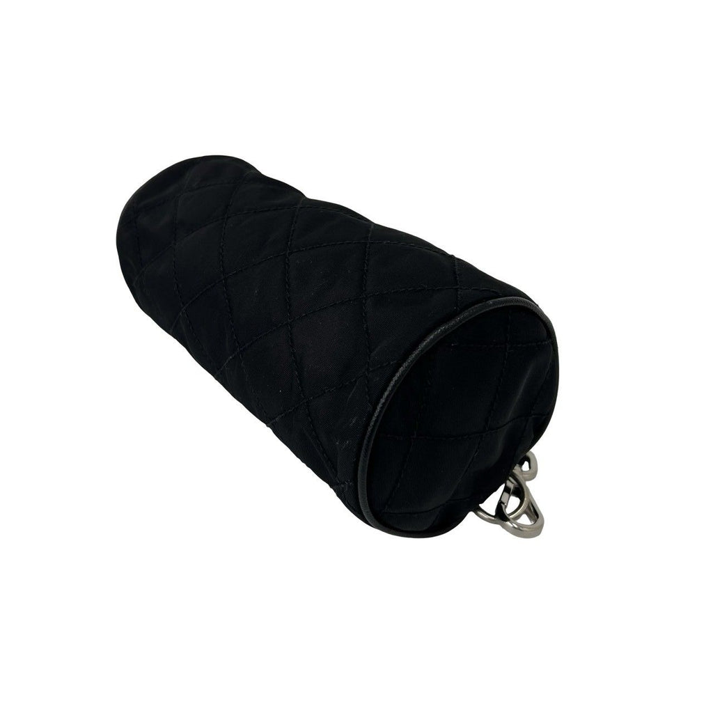 Prada Triangle Logo Quilted Tessuto Nylon Leather Mini Handbag Pouch Black — view 8