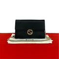 Gucci Interlocking G Logo Leather Chain Wallet Mini Shoulder Bag Black