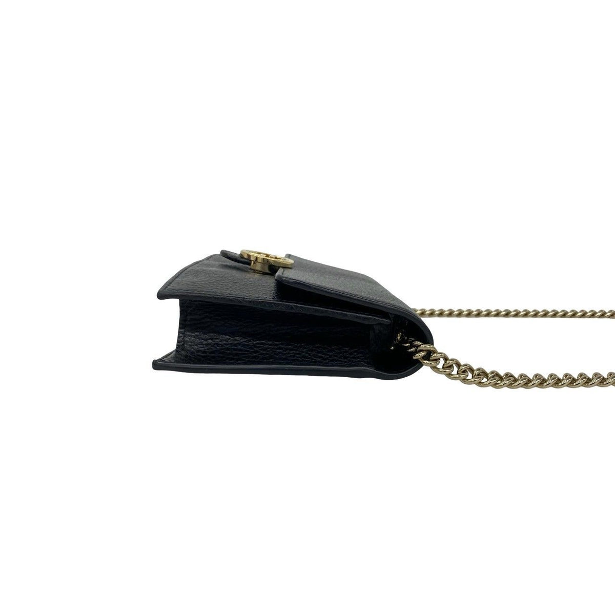 Gucci Interlocking G Logo Leather Chain Wallet Mini Shoulder Bag Black — view 6
