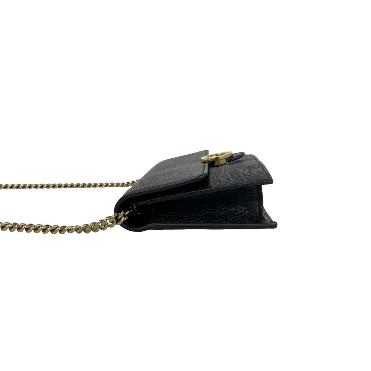 Gucci Interlocking G Logo Leather Chain Wallet Mini Shoulder Bag Black — view 5