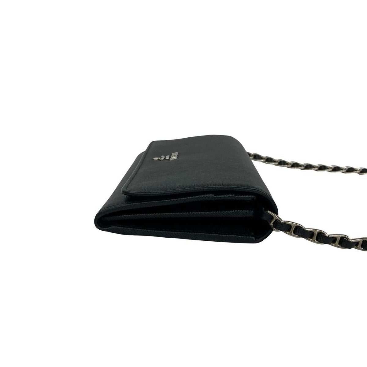 Prada Logo Saffiano Leather Chain Wallet Mini Shoulder Bag Black — view 6