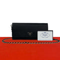 Prada Logo Saffiano Leather Chain Wallet Mini Shoulder Bag Black