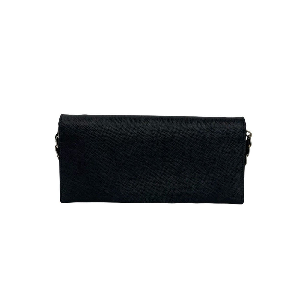 Prada Logo Saffiano Leather Chain Wallet Mini Shoulder Bag Black — view 3