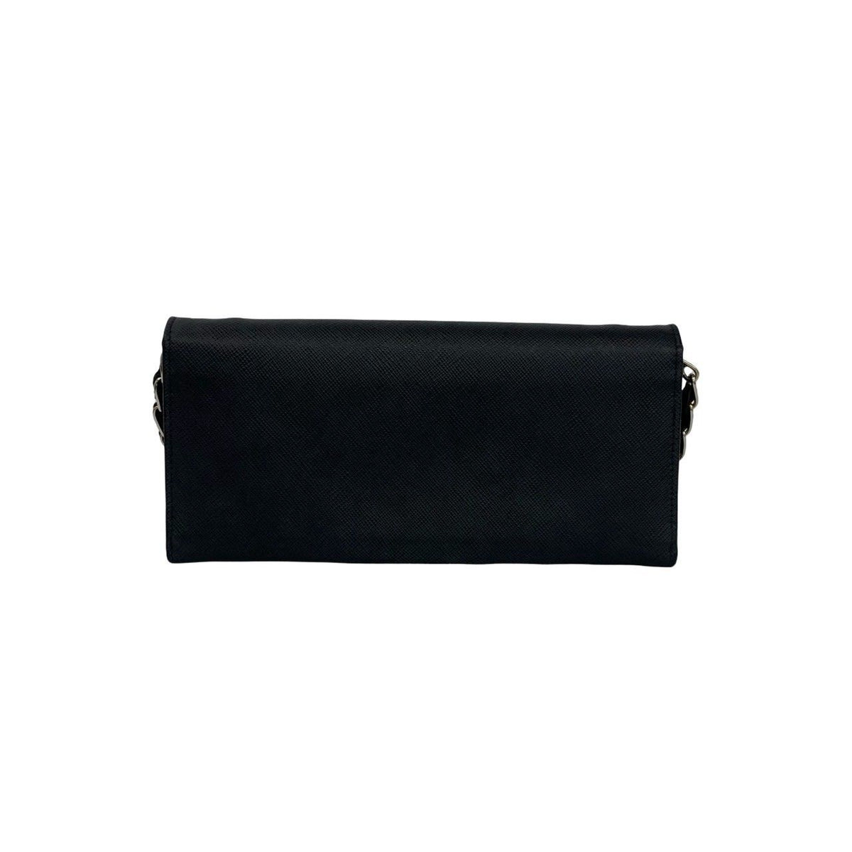 Prada Logo Saffiano Leather Chain Wallet Mini Shoulder Bag Black — view 3