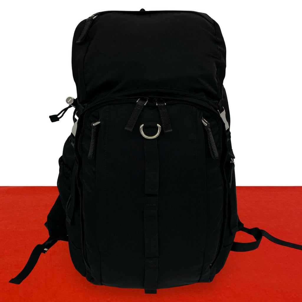 Prada Logo Tessuto Pocono Nylon Backpack Black