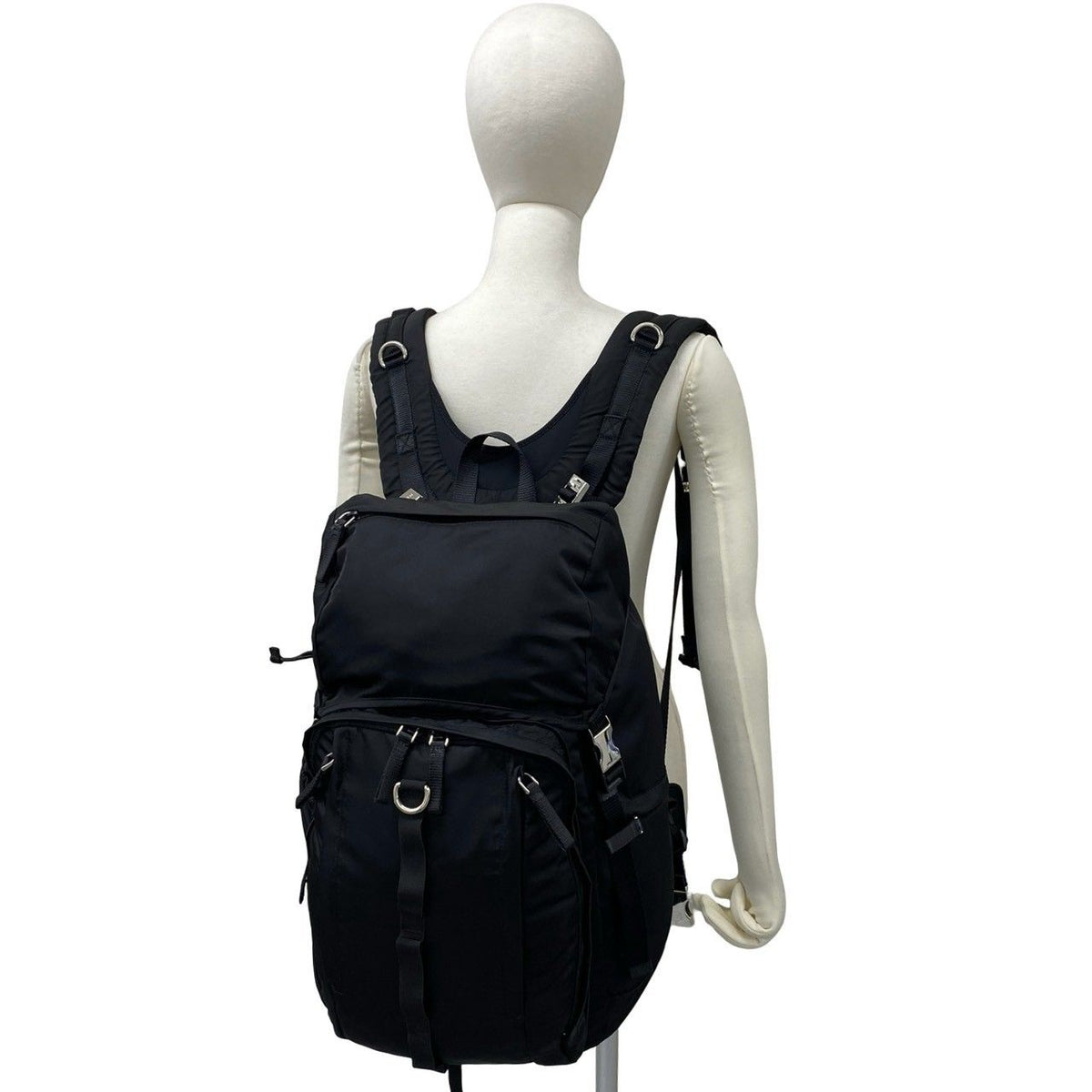 Prada Logo Tessuto Pocono Nylon Backpack Black — view 2