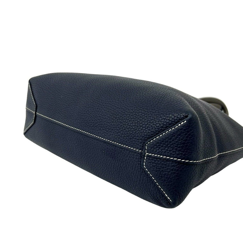 Hermes Double Sens 36 Taurillon Clemence Tote Shoulder Bag Bleu Nuit Etain — view 8