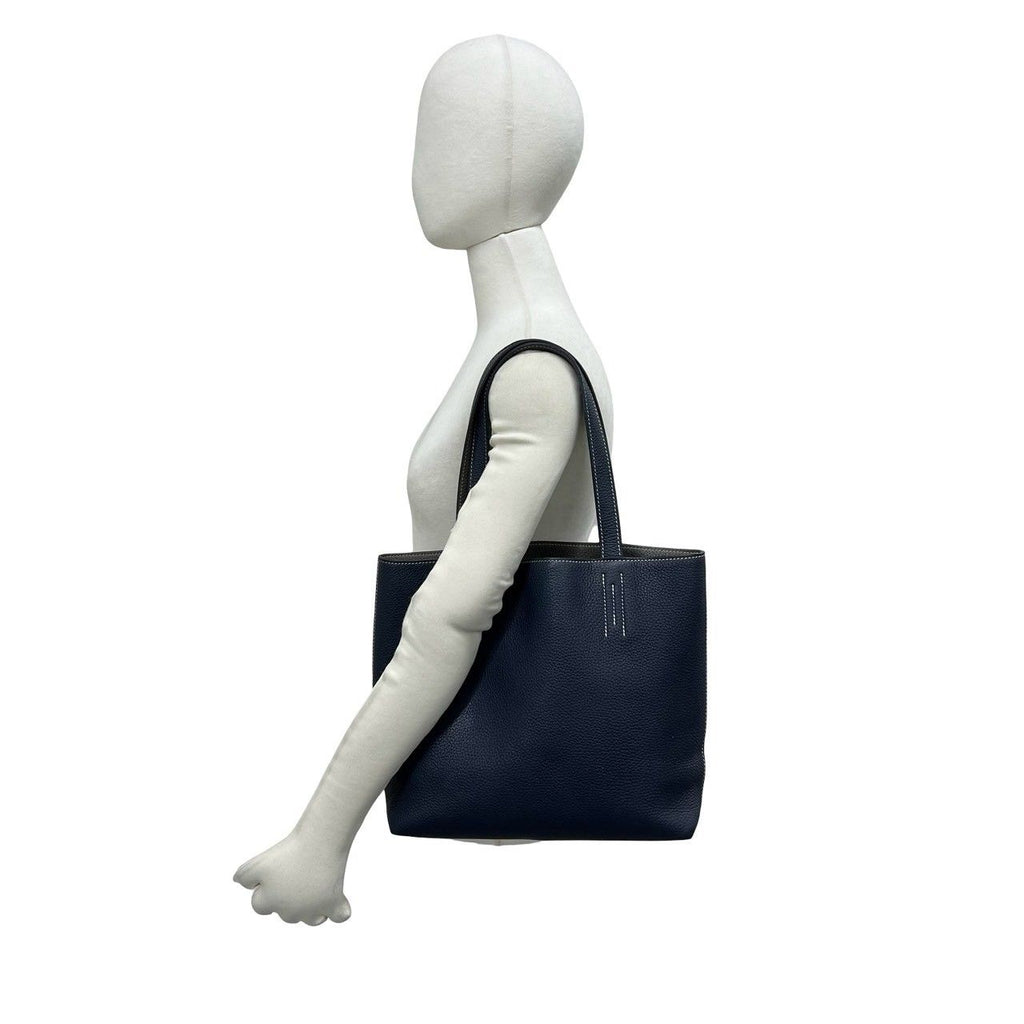 Hermes Double Sens 36 Taurillon Clemence Tote Shoulder Bag Bleu Nuit Etain — view 2