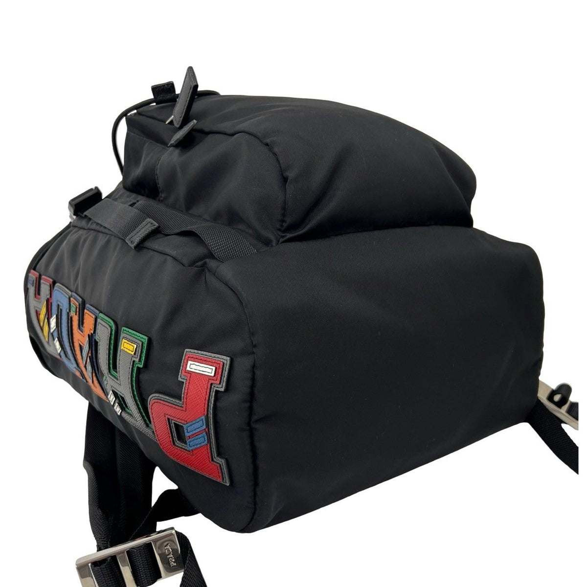 Prada Logo Tessuto Nylon Leather Backpack Black — view 7