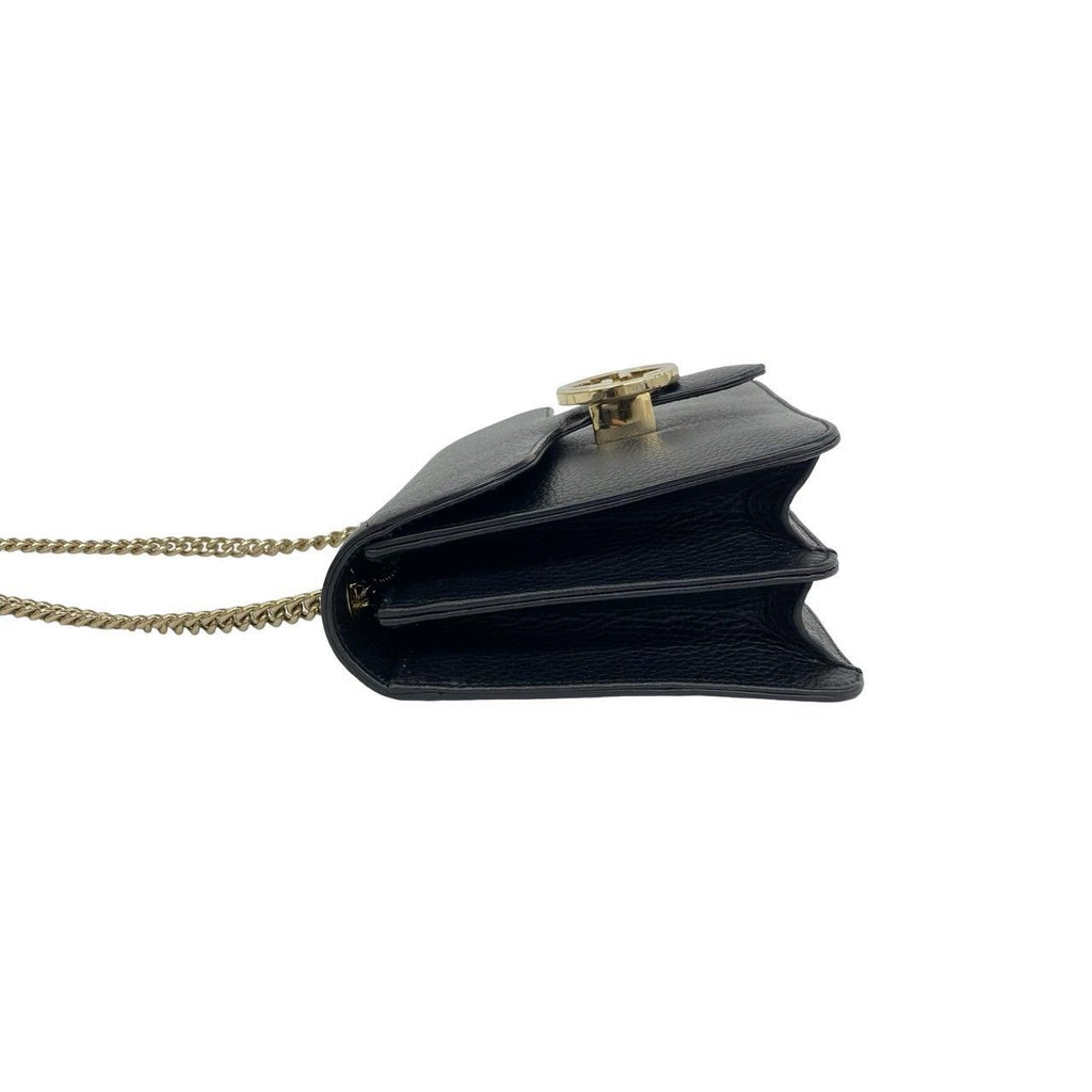 Gucci Interlocking G Leather 2-Way Shoulder Bag Pochette Black — view 5