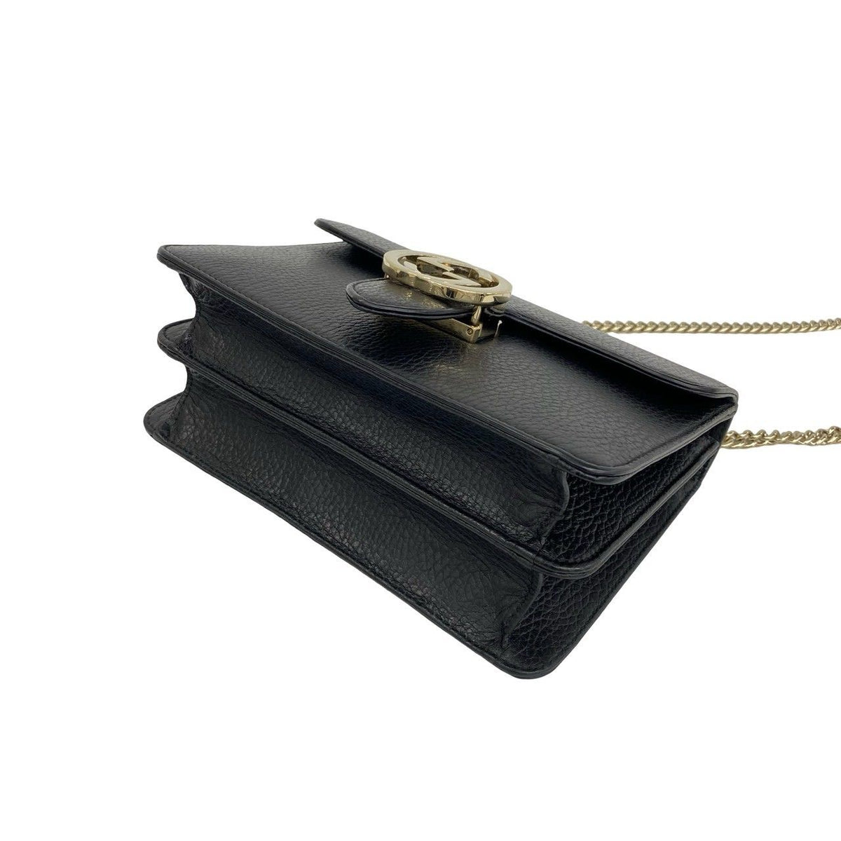 Gucci Interlocking G Leather 2-Way Shoulder Bag Pochette Black — view 8