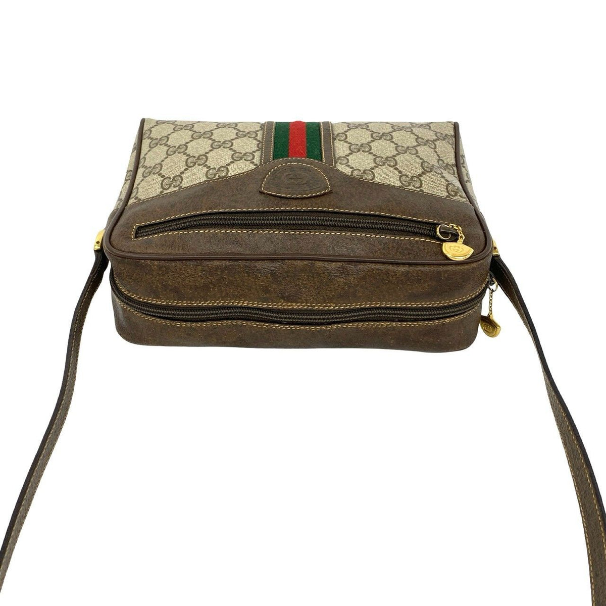 Gucci Vintage Sherry Line GG Pattern Logo Leather Shoulder Bag Pochette Brown — view 4